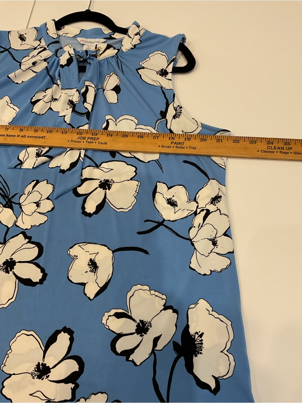 Liz Claiborne Blue Floral Tie Neck Sleeveless Blouse | XL | NWOT - Picture 10 of 10